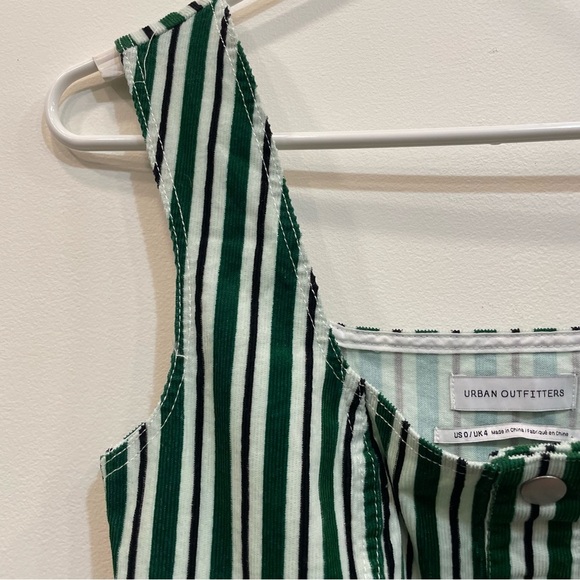Urban Outfitters UO Green & White Stripe Corduroy Button-Down Mini Dress Size 0 - Picture 8 of 12
